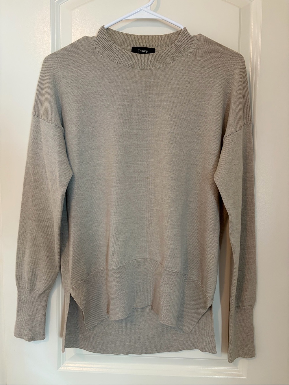 Theory women Crewneck Sweater in Light Taupe